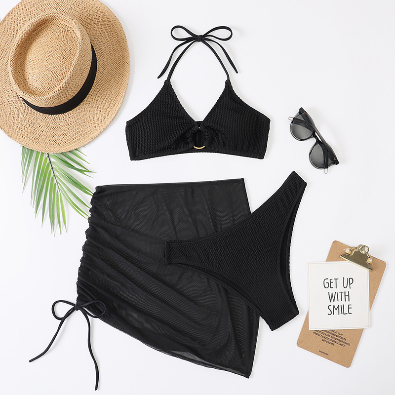 2022 New Three-Piece Split Mesh Bikini Set details Picture