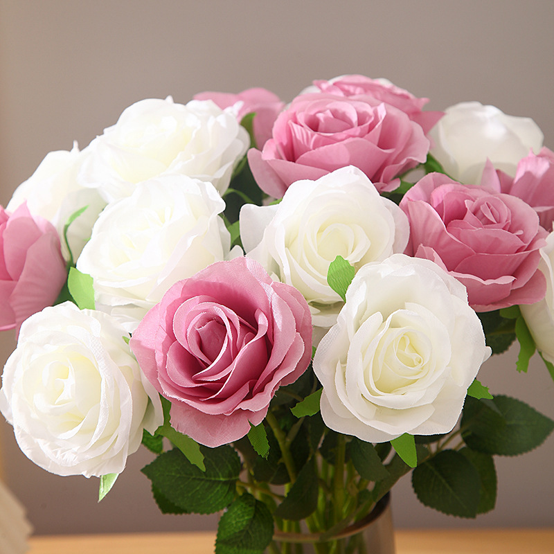 Factory wholesale of artificial roses, single roses, Valentine's Day home, wedding flower wall decoration artificial flowers details Picture