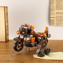 复古木质摩托车办公室创意摆件家居怀旧装饰模型木质工艺品摩托车