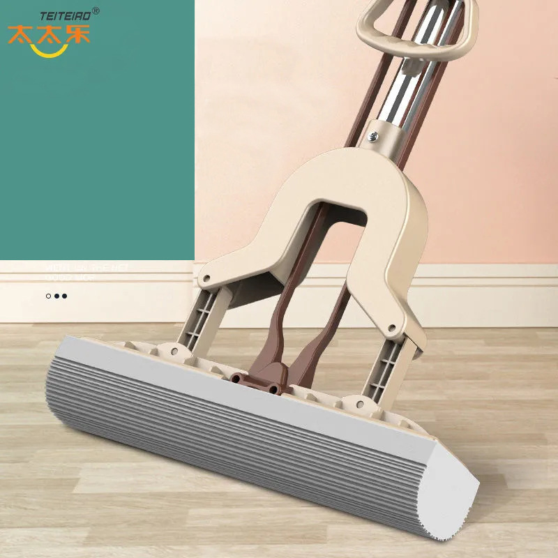 Taile Large water-squeezing sponge absorbent mop, household folding rubber cotton mop, lazy person no need to hand wash mop