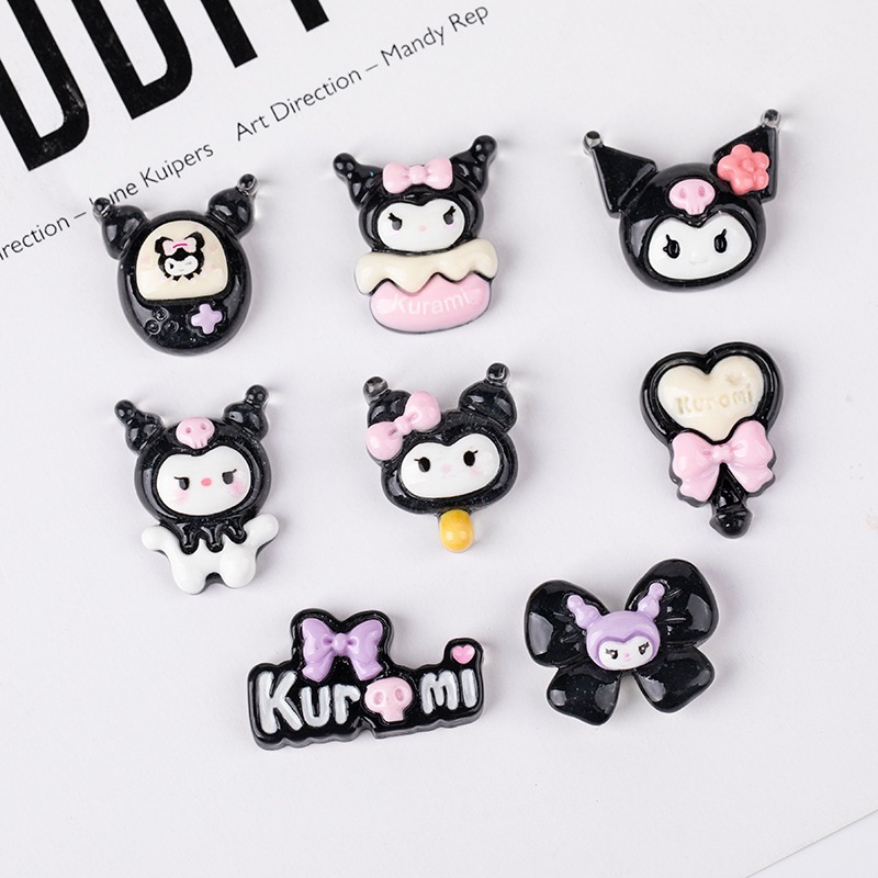 Resin accessory cartoon Kuromi Ice Transparent series handmade diy cream glue phone case patch storage box decoration
