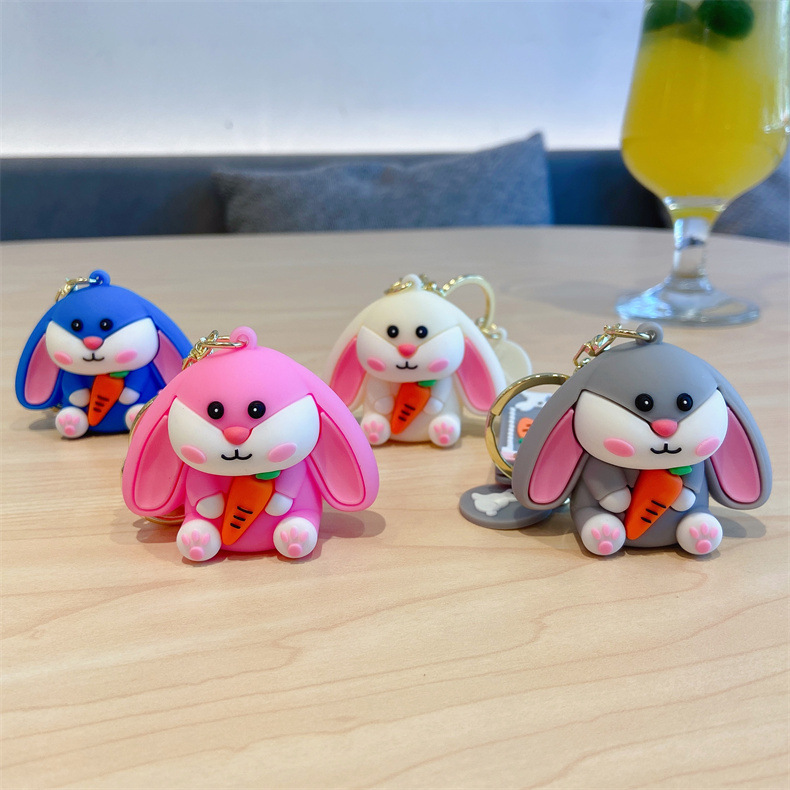 Mini and cute radish and white rabbit keychain car pendant, personalized and creative schoolbag pendant for the Year of the Rabbit 2023 Application Scenario