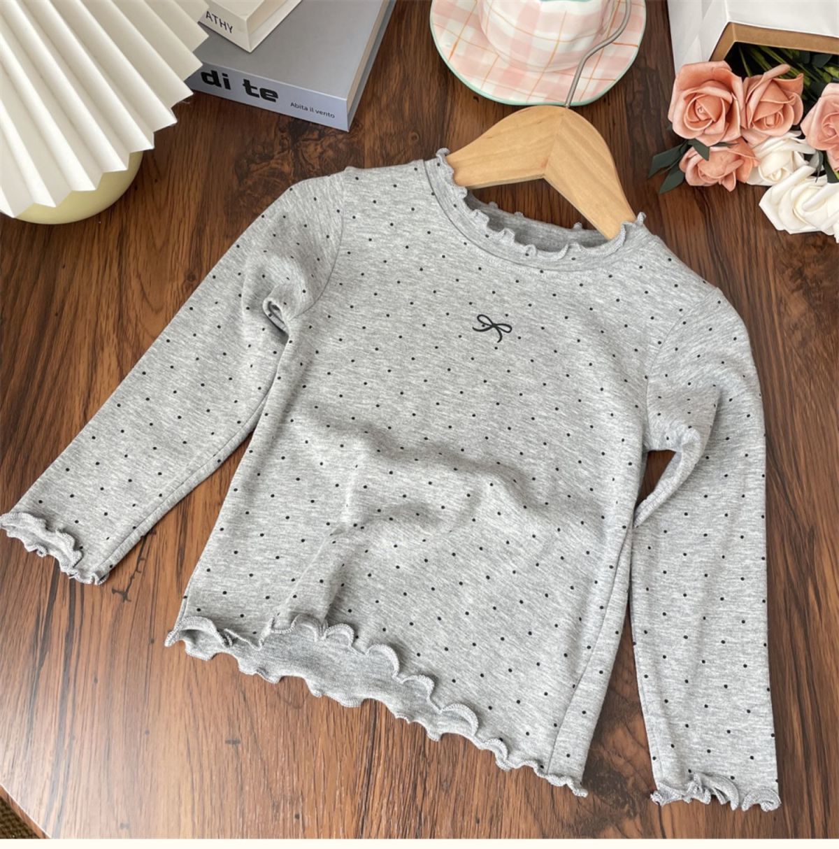 女童圆点长袖t恤儿童洋气公主套头上衣宝宝秋季打底衫新款百搭T恤详情3