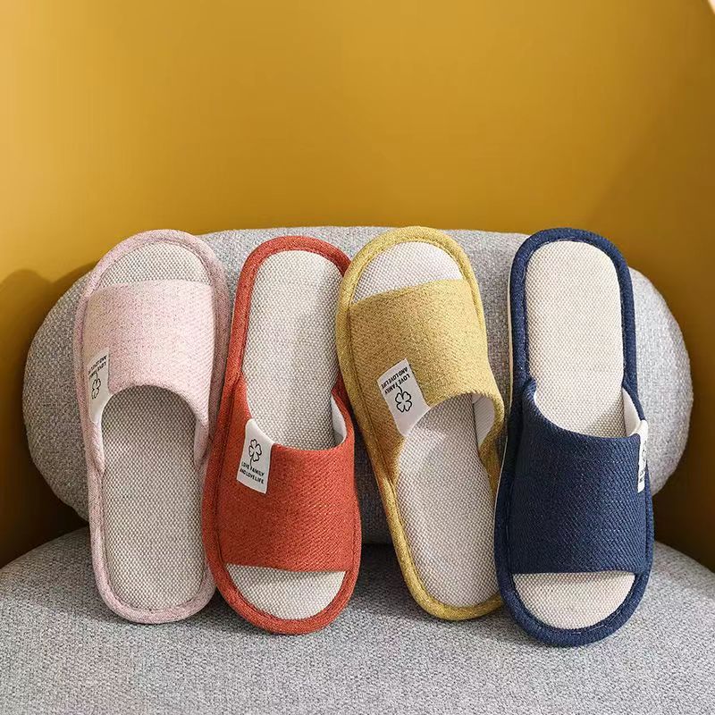 Linen slippers, soft soles for home use, silent, breathable and sweat-absorbing. Cotton and linen slippers for guests in spring and summer, anti-slip slippers
