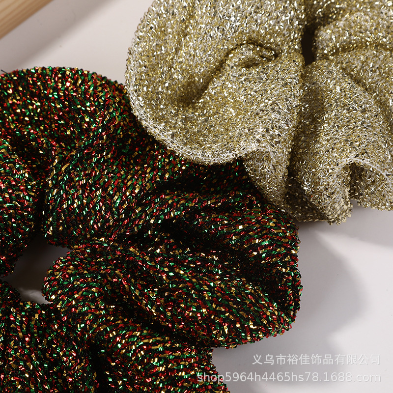 Direct sales from the manufacturer of new large-sized shiny silk large intestine hair accessories for women's solid-color hair ties Specification image