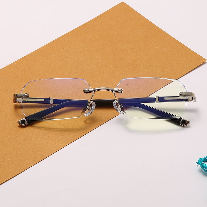Anti-blue light color-changing glasses for men, diamond-cut flat vision glasses for business use, can be equipped with myopia color-changing frame glasses details Picture