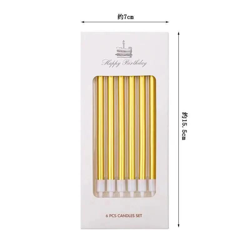 A birthday cake decorated with colorful gold and silver curved candles, smokeless, odorless, gold-plated and cute spiral wave candles Application Scenario