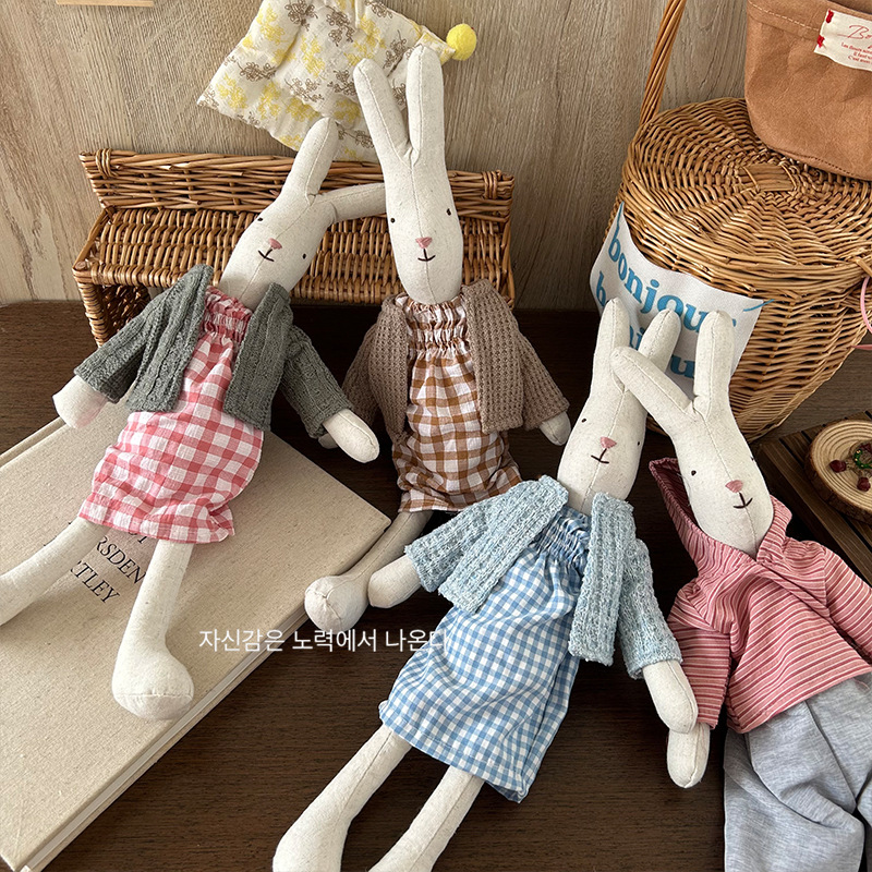 Korean-style cute rabbit three-dimensional cotton-filled dolls, children's figurines, girls' cloth dolls, room decoration toys, birthday gifts details Picture