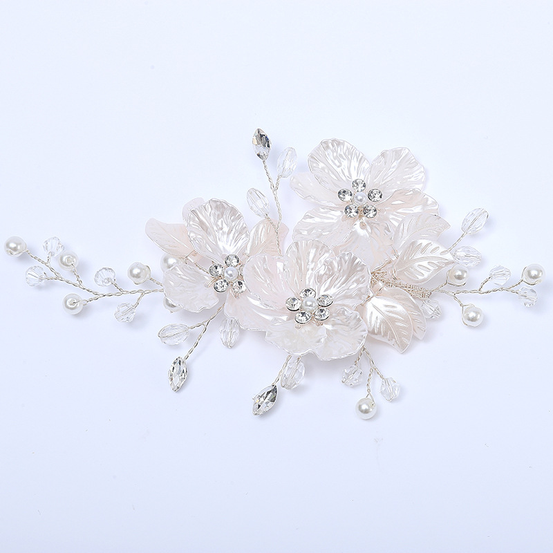 欧美跨境新娘头饰手工珍珠发夹花朵水晶尖嘴夹感写真发型头饰批发详情27