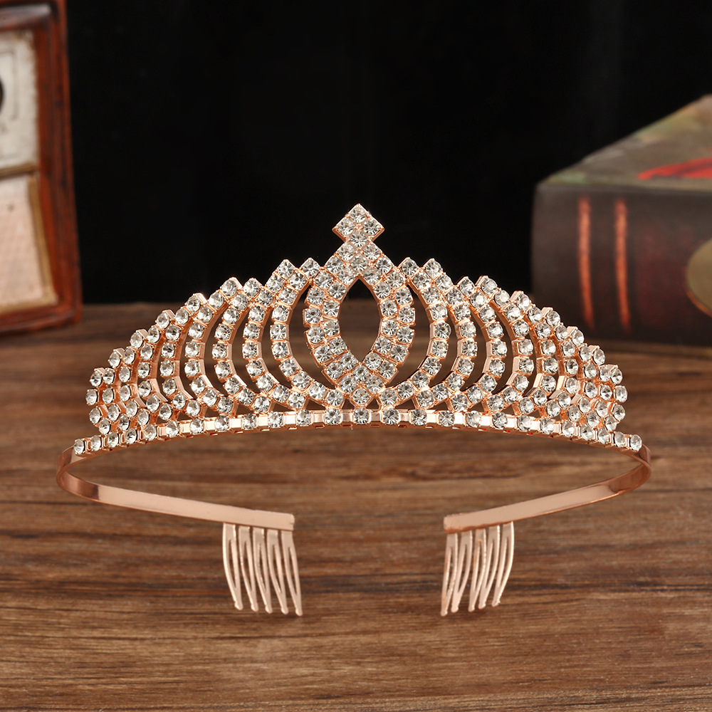 Cross-border modern, simple and fashionable crystal crown, light luxury full diamond, high-end bridal headwear, stage performance crown pic 4