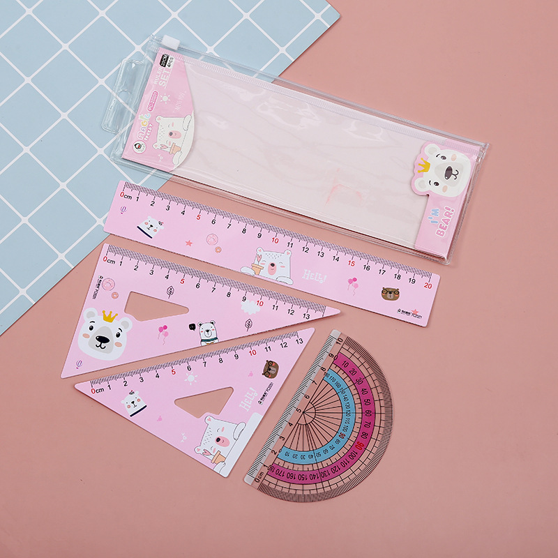 2021 new set of ruler cartoon student ruler set 20cm ruler triangle protractor color printing ruler Application Scenario