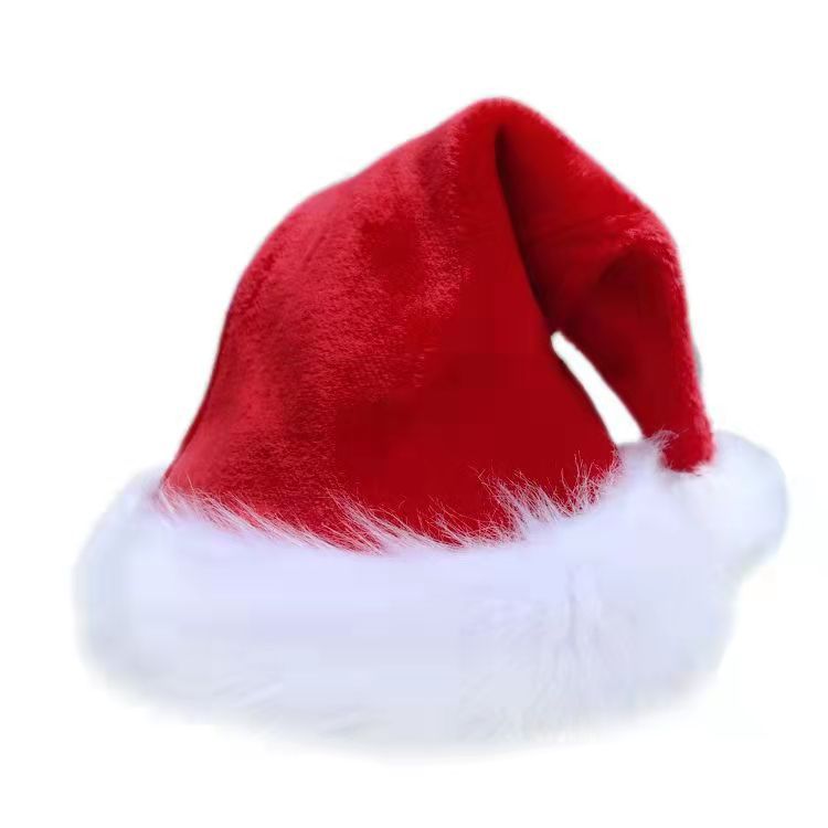 2023 Factory Christmas Decorations Red Blue Green Black Adult Children Extra Thick Plush Santa Hat Item Picture