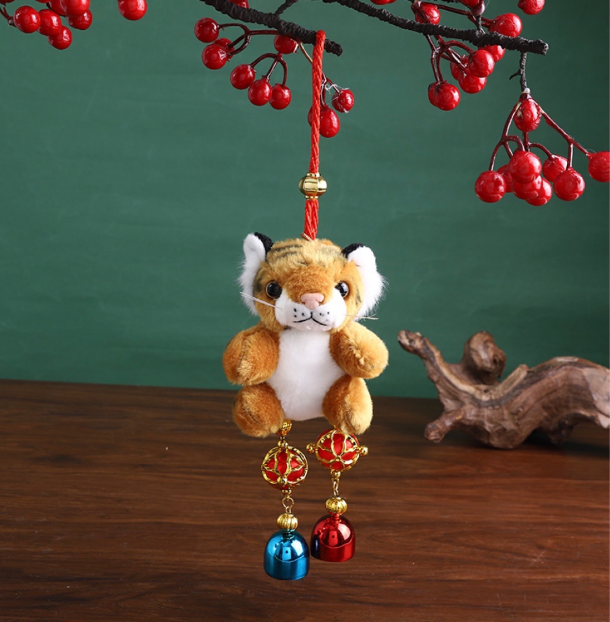 Plush Doll Simulation Small Tiger Hydrangea Color Bell Bell Wind Bell Real Estate Company Gift Pendant details Picture