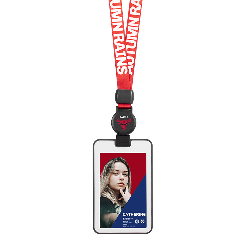 Autumn Rain Double-Sided Screen Work Card Card Sleeve With Lanyard Worker's Name Badge Sleeve Badge Collar Certificate Protective Sleeve Item Picture