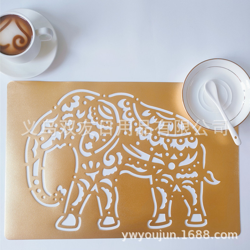 Pvc Creative Hollow Animal Pattern Placemat Waterproof Non-Slip Coffee Coaster Tableware Insulation Protection Decorative Mat Item Picture