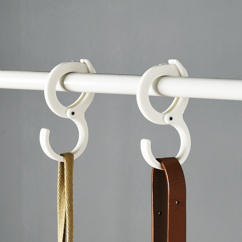 New S-shaped multi-functional movable plastic hook, snap-on horizontal bar clothes drying hook, white simple style hook details Picture