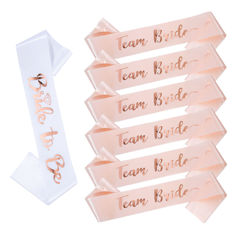 Birthday shoulder strap Bride Decoration shoulder strap Bachelor Party Ball Bride to Be Champagne + white shoulder strap