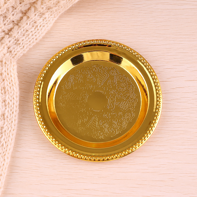 Wrought Iron Cake Tray Afternoon Tea Heart Tray Snack Tray Jewelry Storage Shot Glass Tray Household Teacup Insulation Mat details Picture