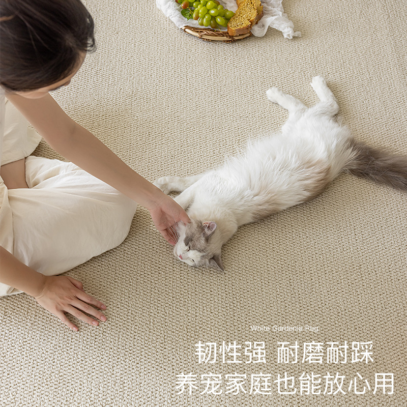 Cream-style solid-color bed carpet for the bedroom, imitation fencing to prevent cat scratches, photo studio, soundproof, thickened woven floor mat Specification image