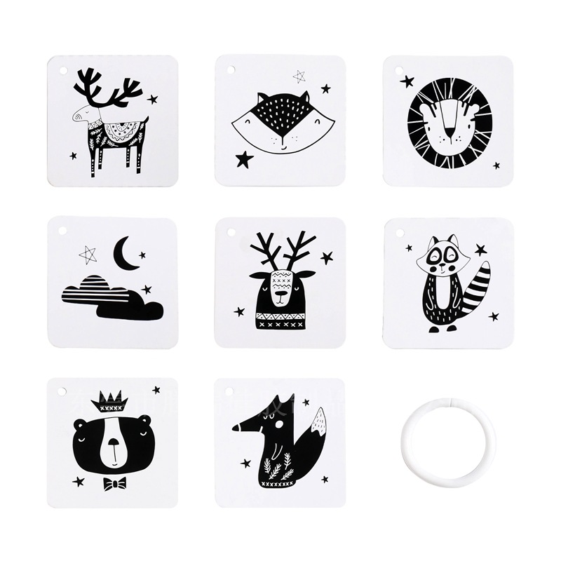 Newborn baby black and white card, children's intelligence early education visual stimulation flash card, 0-6 months baby tracking toy Item Picture