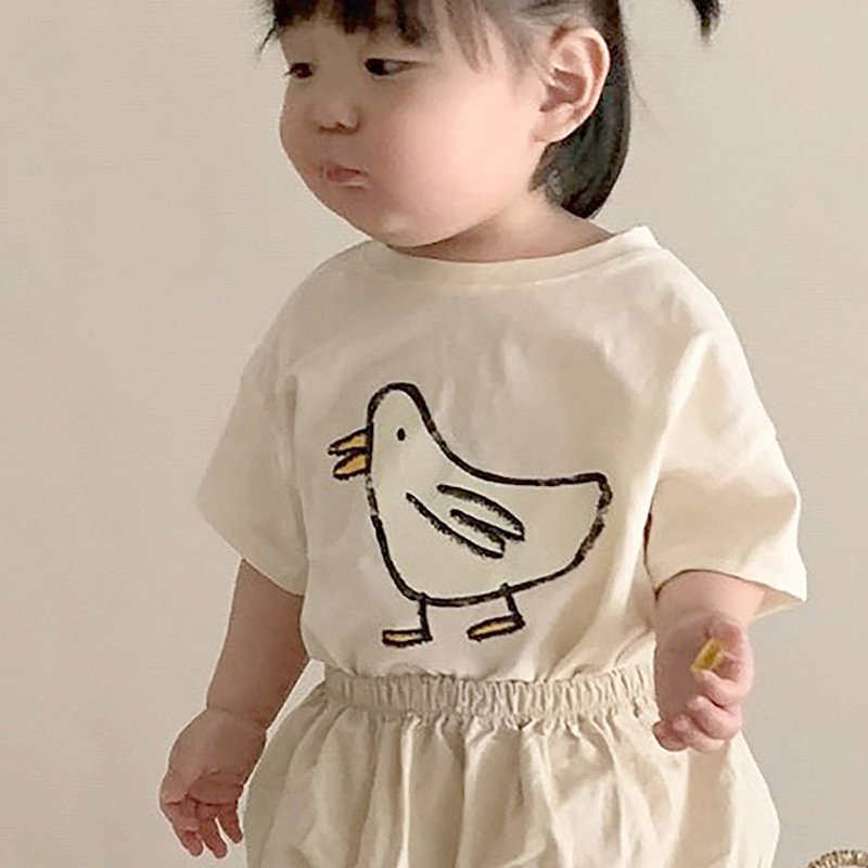 2022年夏新款韩版婴幼儿童装男女宝宝糖果色蜡笔鸟短袖T恤上衣潮