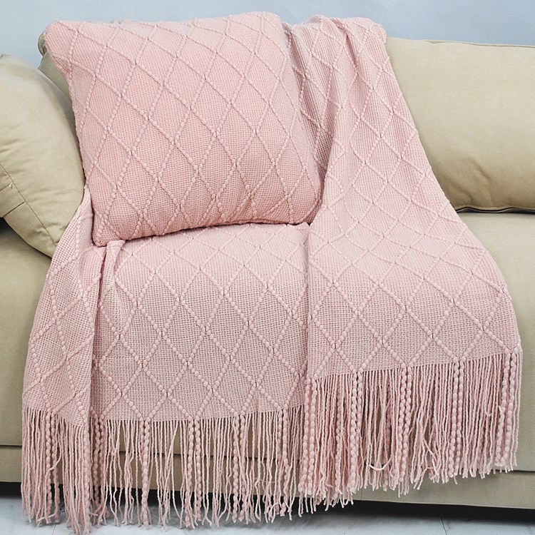 Sofa Blanket Cover Blanket Nordic Style Blanket Nap Nap Blanket Bed Tail Knitting Line Fringe Solid Color Blanket Wholesale