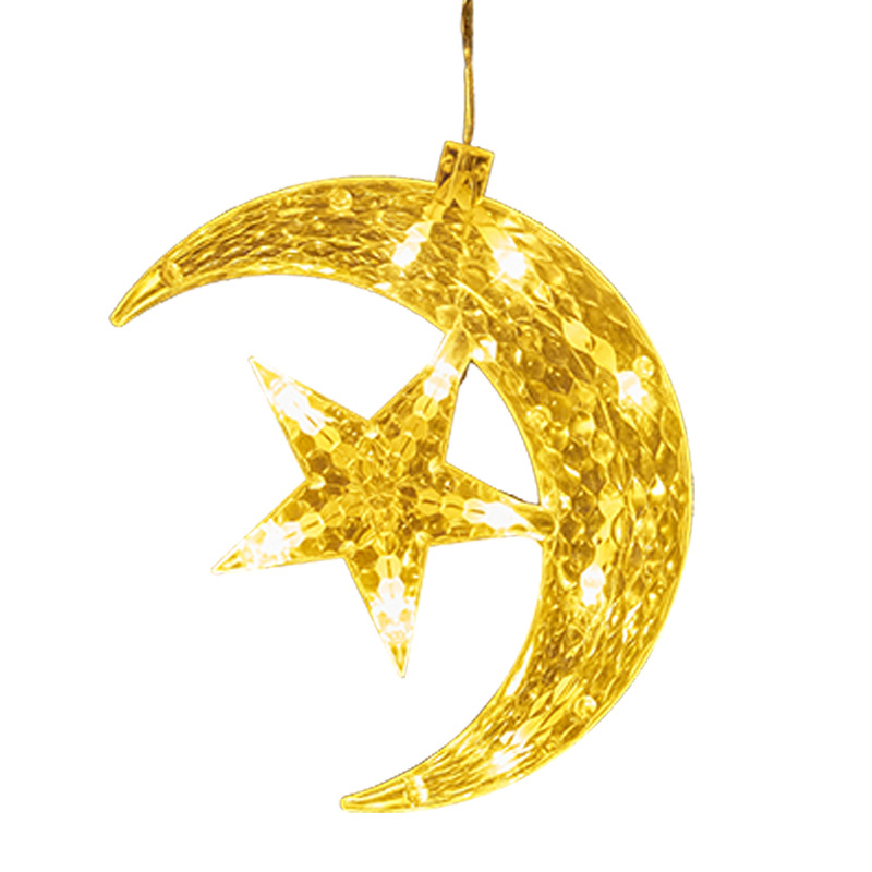 Curtain lights, LED star and moon solar star lights, courtyard decoration, Christmas festival lights, cross-border outdoor camping color lights Item Picture