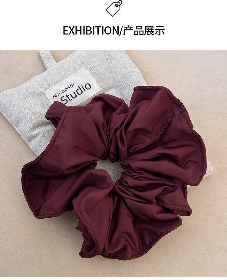 Korean black fungus lace elegant hair tie, large intestine hair band, solid color hair tie, rubber band, large fabric hair flower, hair accessory, hair band pic 4