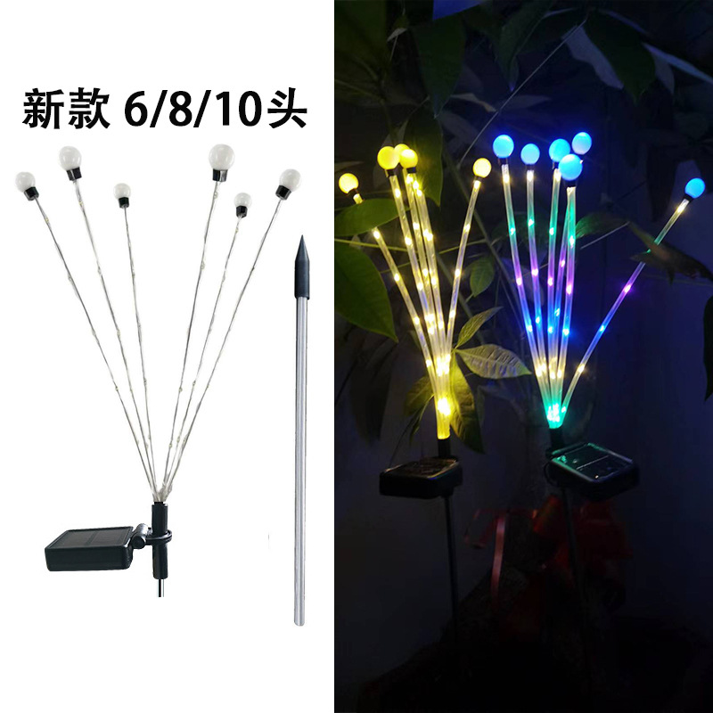 Cross-border new product solar firefly lamp, courtyard atmosphere decoration LED swing solar spherical ground socket lamp details Picture