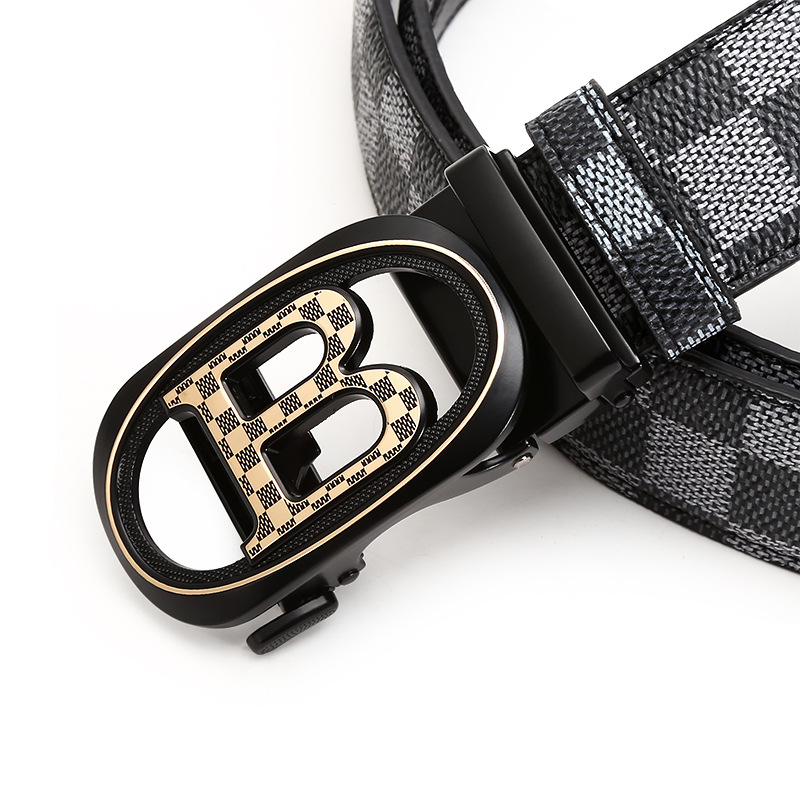 Wholesale of new cross-border belt men's trendy letter alloy automatic flag checkered business fashion belt Specification image