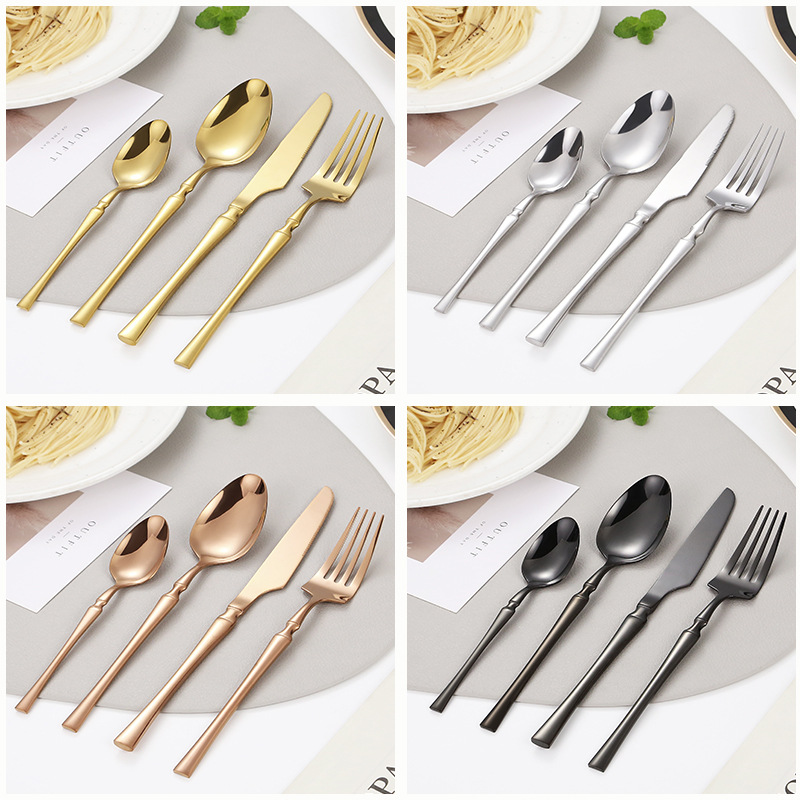 Small Waist Knife, Fork And Spoon Four Sets Of Cross-Border Steak Knife And Fork Bright Western Tableware Set European Stainless Steel Knife, Fork And Spoon Specification drawing