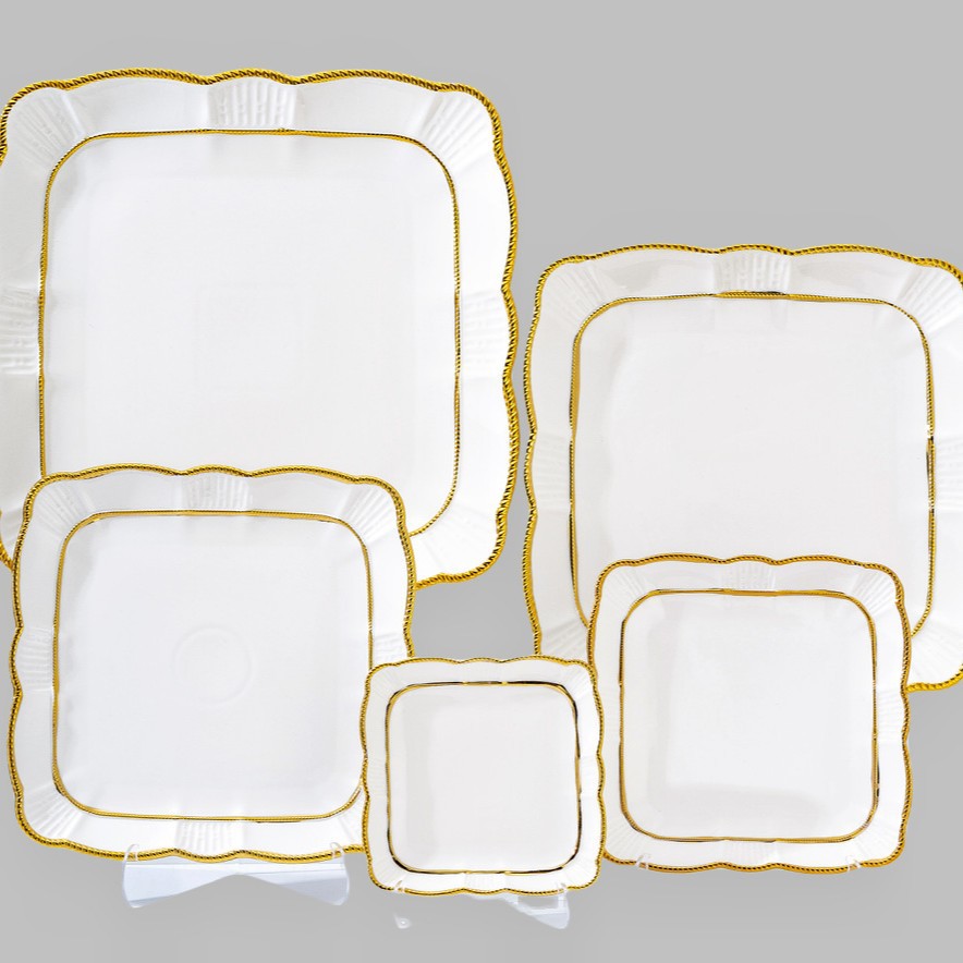 Wholesale of light luxury ceramic tableware sets, high-end gold-plated plates with gold edges