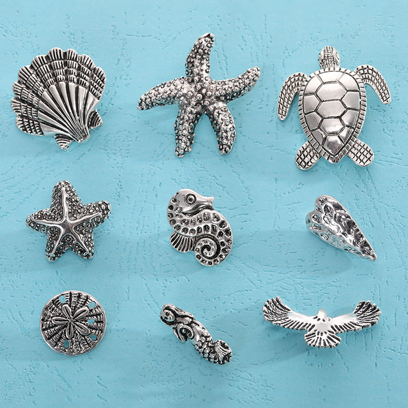 Manufacturers direct sales diy retro alloy accessories ancient silver sea starfish sea turtle necklace pendant accessories wholesale thumbnail