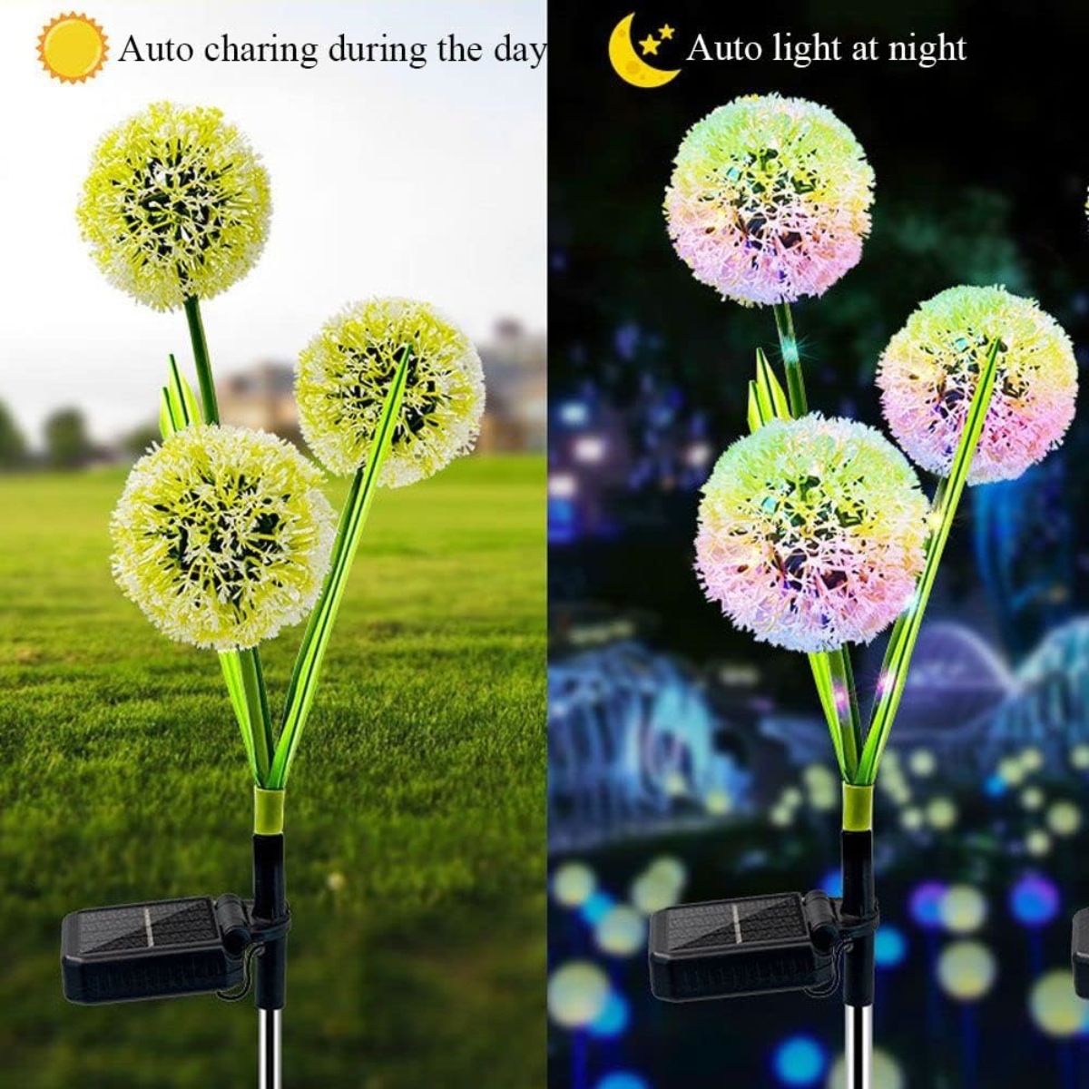 led solar dandelion light string, lawn light, ground insertion sunflower solar LED color light, outdoor decorative light string details Picture