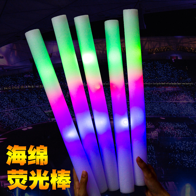 Foam glow stick colorful concert atmosphere light stick electronic color-changing props fan sponge glow stick full figure