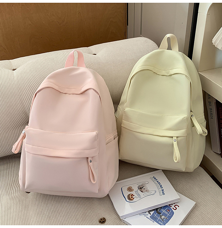 书包女ins 小清新高中生双肩包女纯色少女旅行背包男耐磨休闲背包详情29