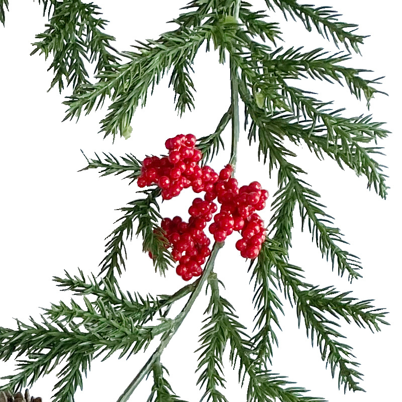 仿真松针藤条 亚马逊圣诞节红浆果松果气氛布置室内绿植松针装饰详情图3