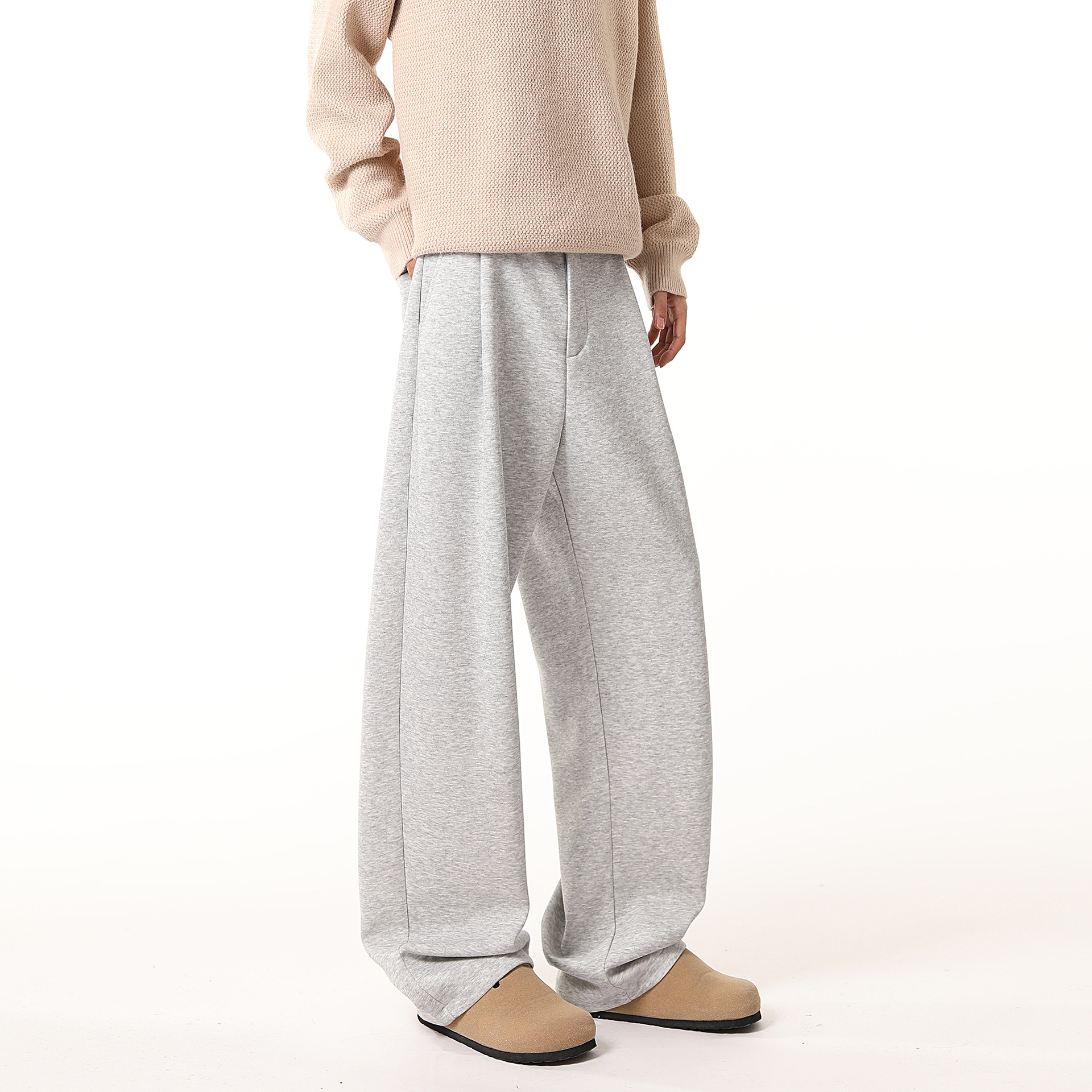 sense heavy loose wide leg drooping casual pants full figure