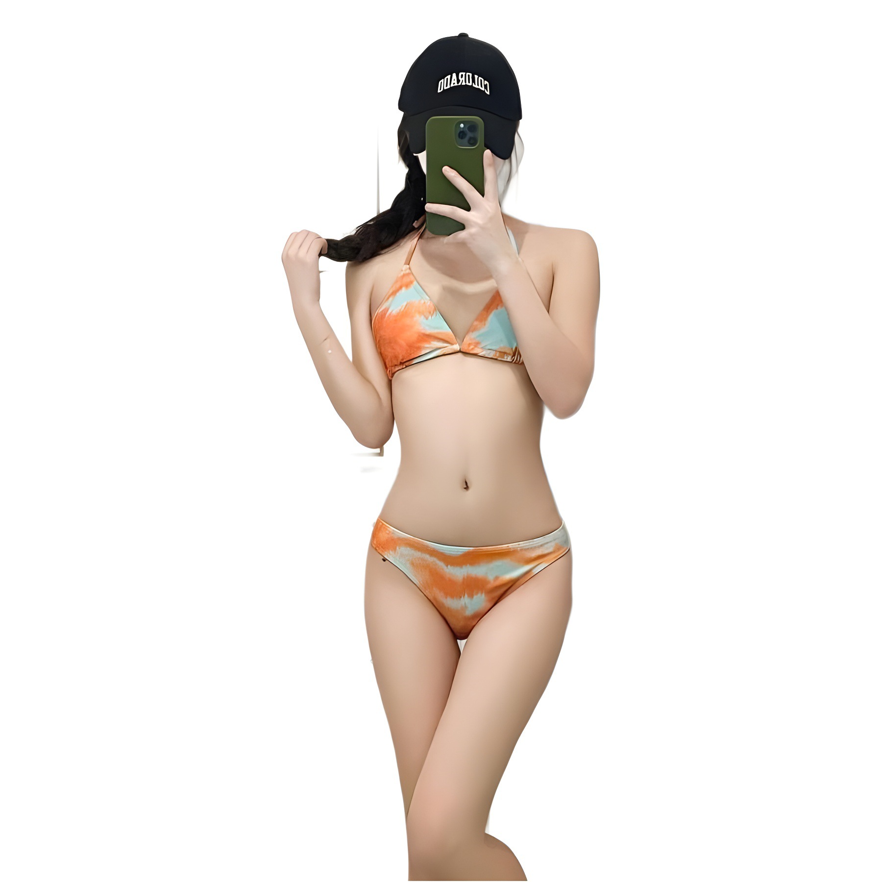 Bikini Women's Four-Piece Set Small Fresh Pure Desire Sexy Beach Vacation Tie-Dye Beach Bathing Bathing Suit Application Scenario