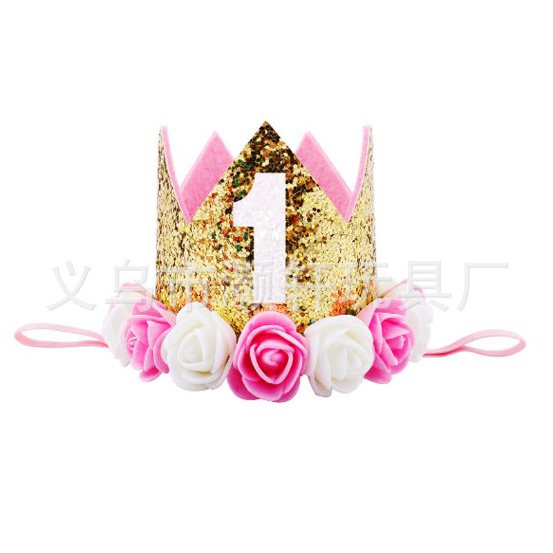 Birthday party flower hat crown number hat First year children baby birthday party decorations birthday hat Item Picture
