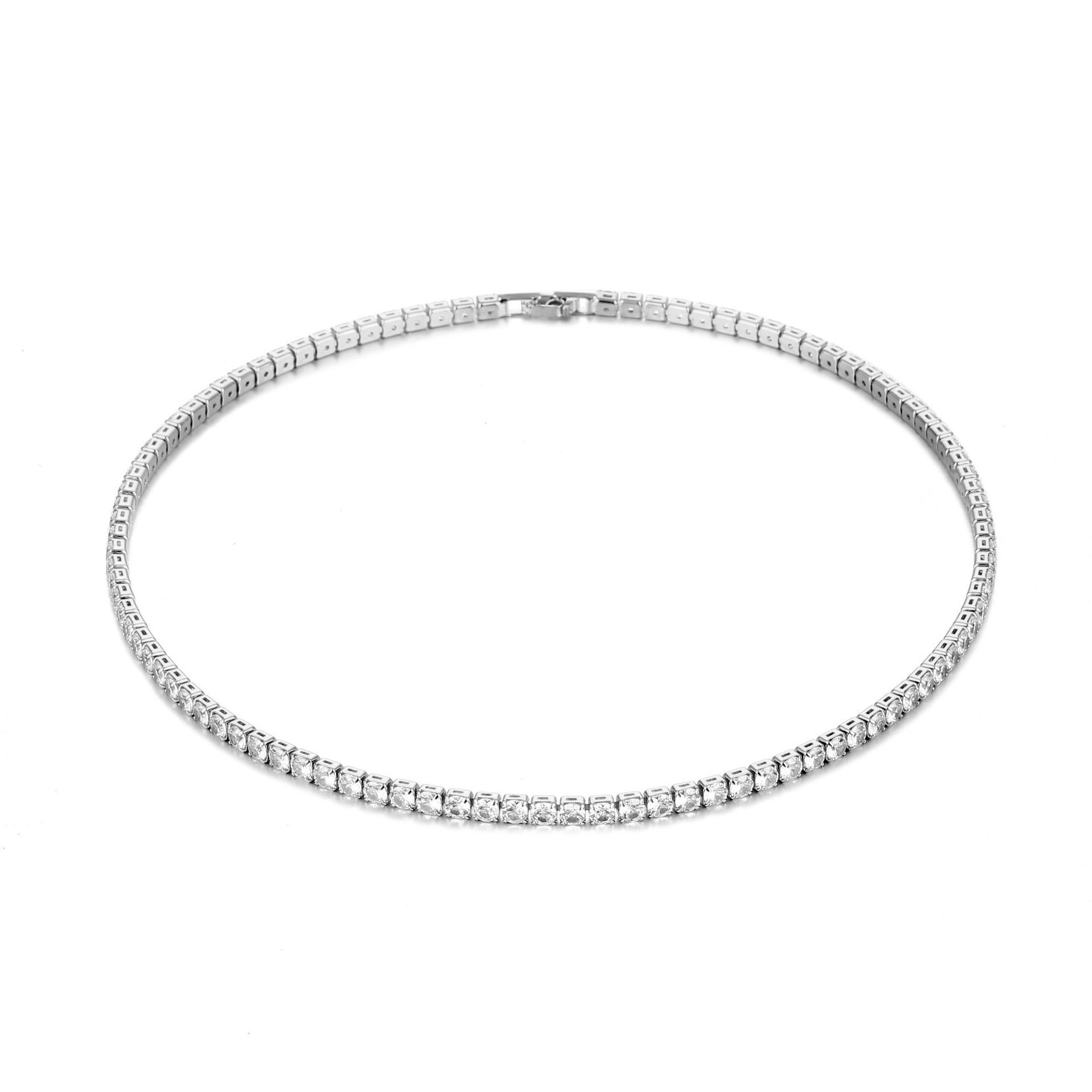 A row of copper-inlaid zircon necklaces in European and American hip-hop style, INS Tennis Chain in multiple specifications, Tennis Chain 4mm Item Picture