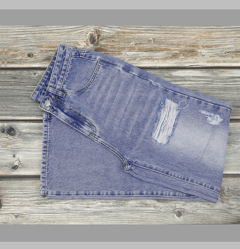 Custom-processed high-waisted, slimming women's 2022 summer new straight-leg, ripped wide-leg jeans for women Specification image
