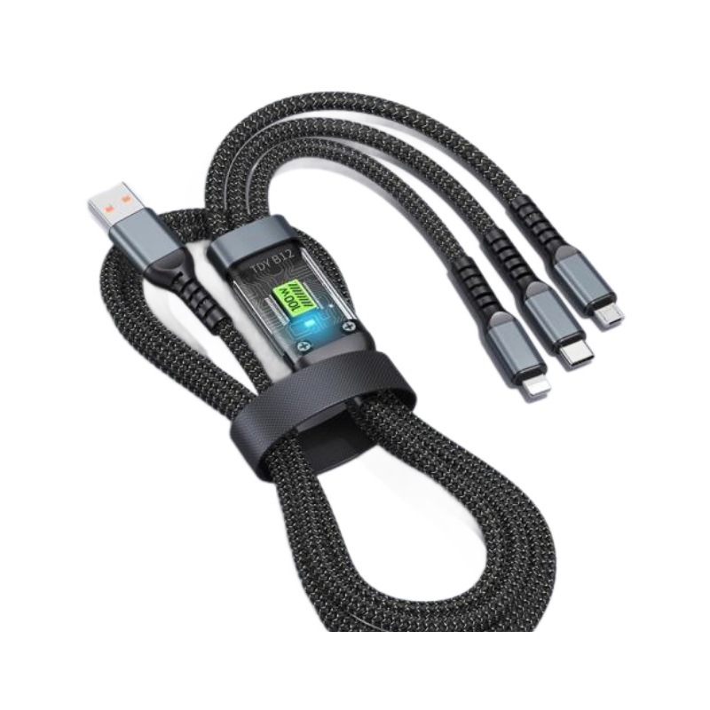 【 New Users get a 5-yuan discount 】300W Super fast charging extended 3-in-1 data cable usb compatible with Apple Braided Item Picture