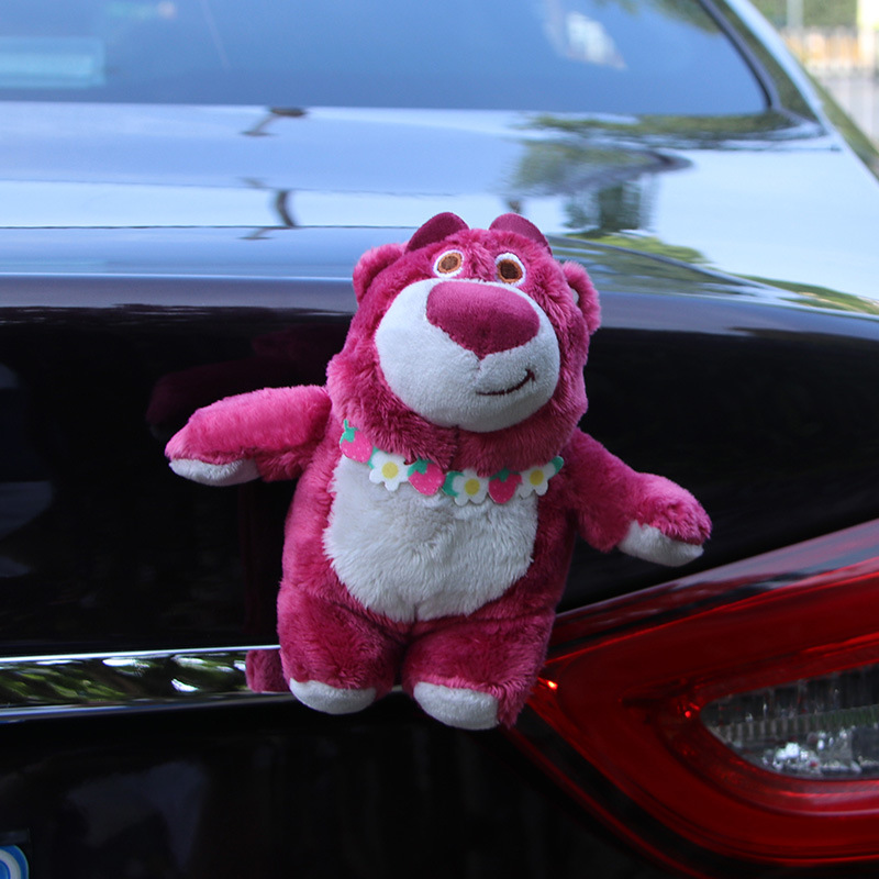 Strawberry bear rear hanging piece, car outside trunk, rear plush toy, motorcycle doll, car ornament, for car details Picture