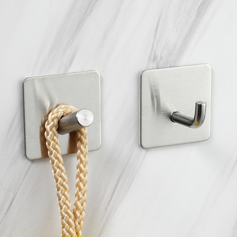 Cross-Border 304 Stainless Steel Strong Adhesive Hook Non-Punching Non-Trace Single Hook Bathroom Kitchen Door Behind Metal Coat Hook Specification drawing