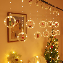 跨境新品圣诞节灯串圣诞老人卡通造型窗帘灯LED彩灯房间橱窗装饰