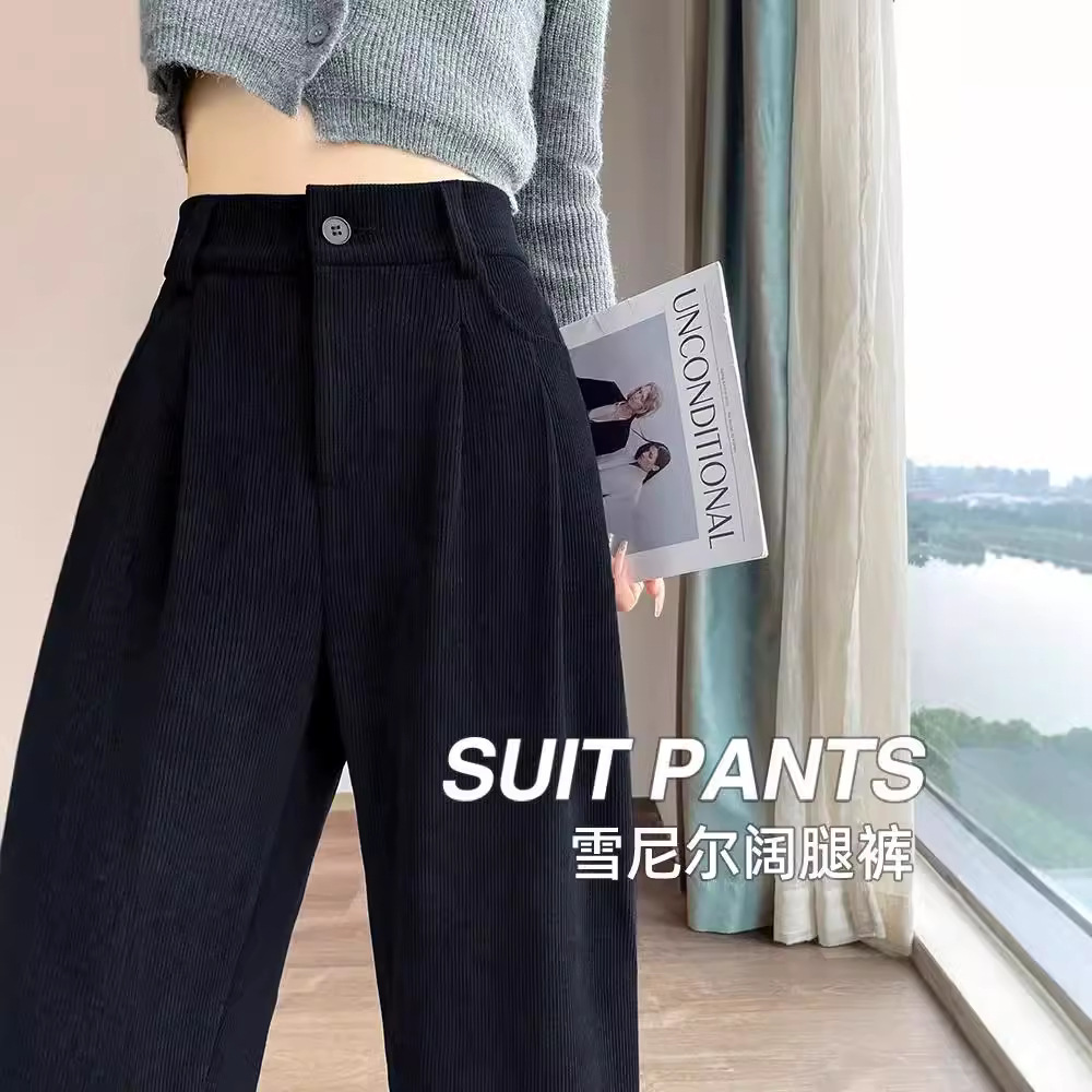【高品质】欧棉绒阔腿裤秋冬新款加厚女高腰宽松爆款雪尼尔休闲裤