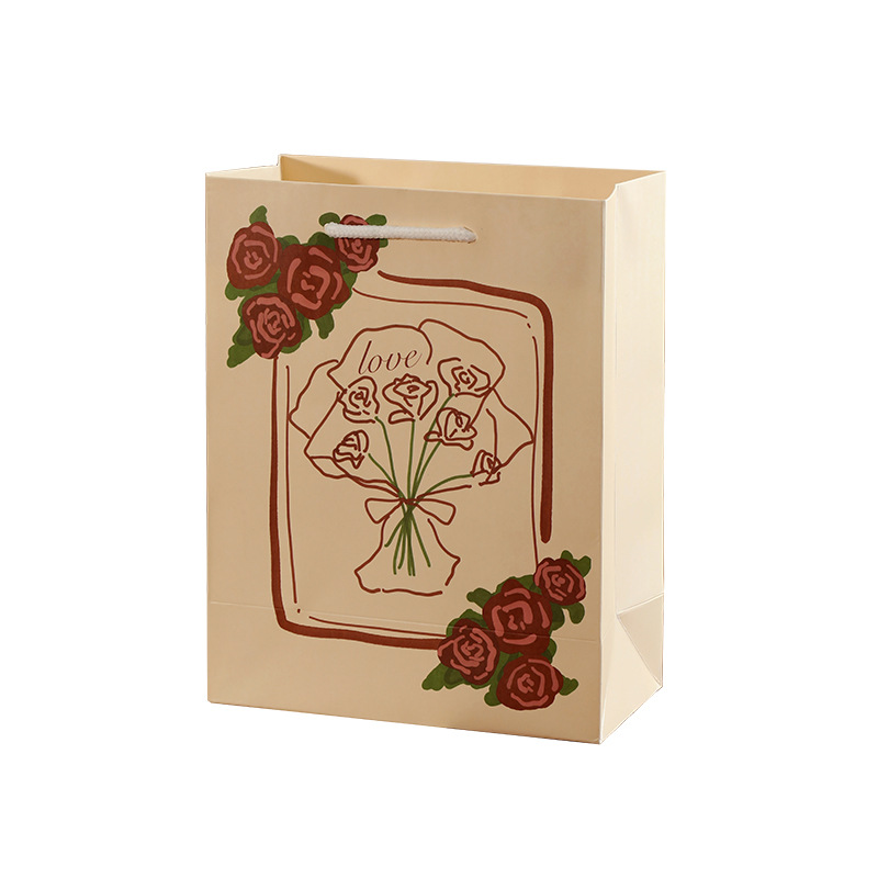 Moka Rose Gift Bag Carry-On Paper Bag Large Capacity Gift Bag Ins High Appearance Level Durable Going Out Bag Wholesale Item Picture