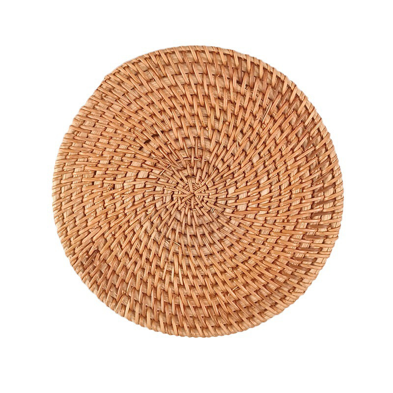 Autumn Rattan Woven Cup Mat Japanese Cup Mat Round Casserole Mat Pot Mat Woven Tea Set Cup Mat Manufacturers Direct Wholesale Item Picture