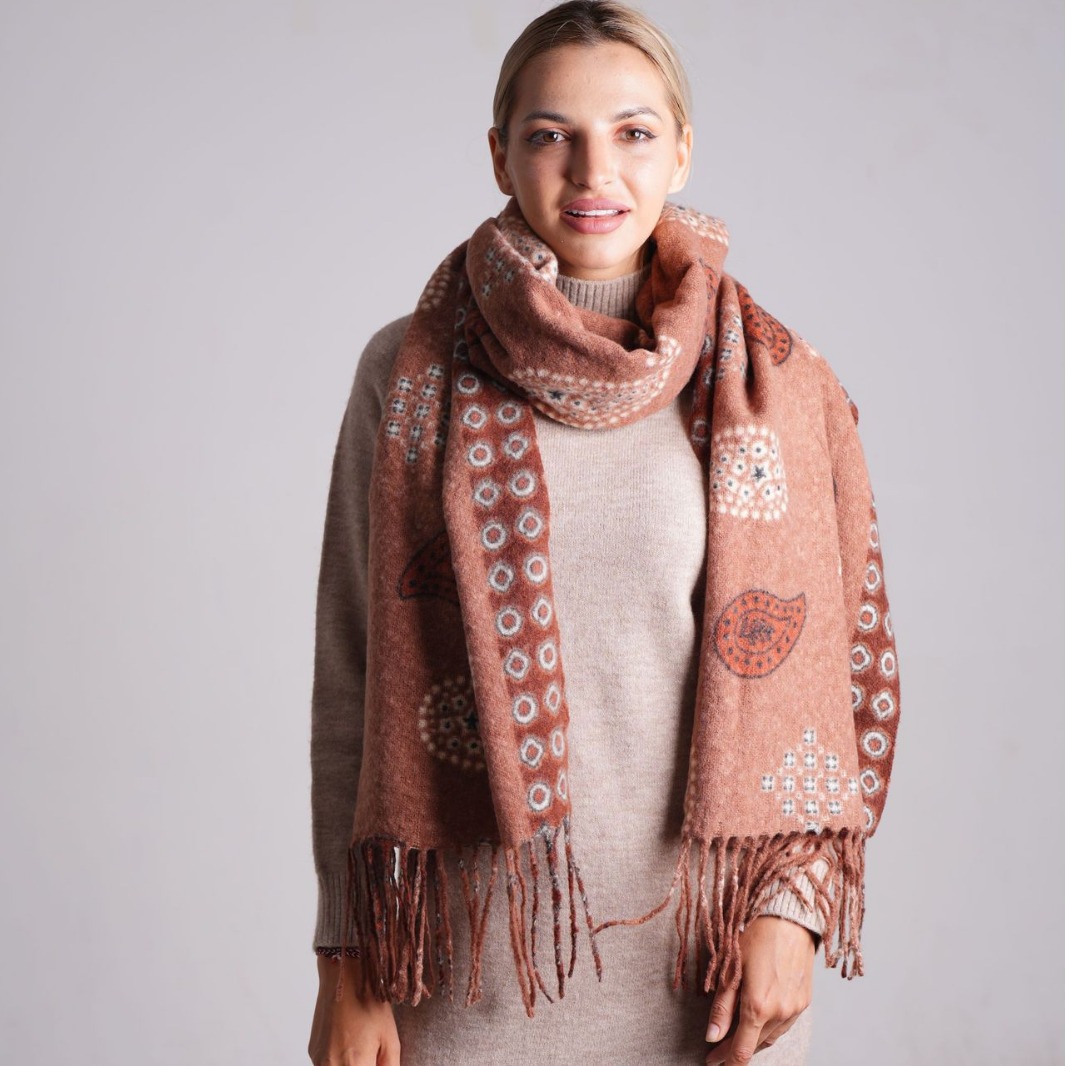 European And American Girls High-Grade Head Scarf Autumn And Winter Elegant Shawl Long Knit Jerseyscarf details Picture